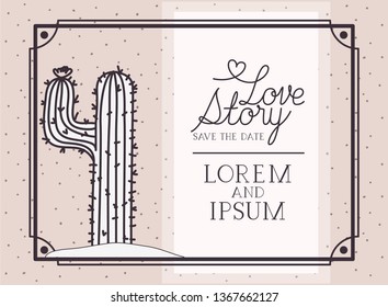 love story card with marine sponge algae scene