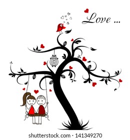 Love story card, vector illustration