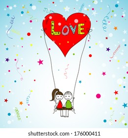 Love story card, vector illustration