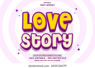 love story cartoon editable text effect template design with 3d style use for business brand and logo