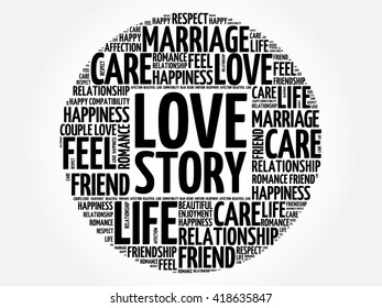 Love Story circle word cloud collage concept