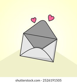 Love story envelope drawing vector illustration