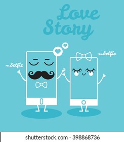 Love Story. Mr.Selfie and mrs.Selfie happy.