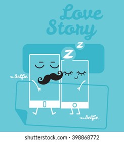 Love Story. Mr.Selfie and mrs.Selfie on the bed