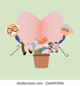 love story, relationship. Vector design concept for Valentines Day/ old coulp