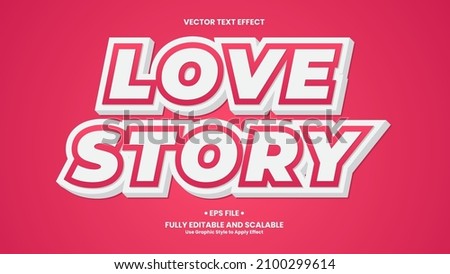 Love Story Text Effect. Pink text effect template with 3d style use for title, headline, logo and business brand