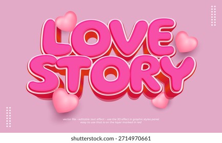 Love story vector editable text effect