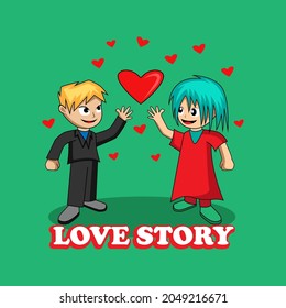 Love story vector illustration, romantic illustration