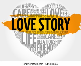 Love Story word cloud collage, heart concept background