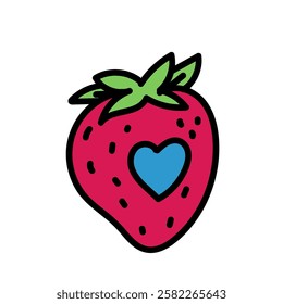Love Strawberry, Fruit strawberry sweet Minimalist Design used for decoration card, Element design, Poster Background
