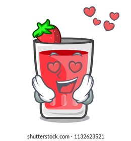 In love strawberry mojito mascot cartoon