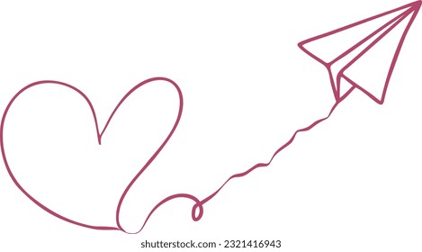 Love stripe paper airplane illustration
