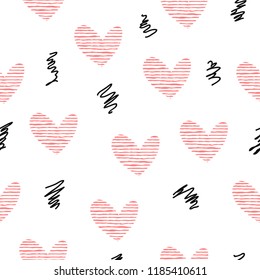 Love stripe and scribble repeat pattern. Perfect for fabric,paper,wrap,t-shirt,textile, poster, card, scrapbooking, birthday and party invitation, wallpaper or background.