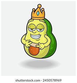 Love struck expression with Avocado Fruit Crown Mascot Character Cartoon. Vector Illustrations