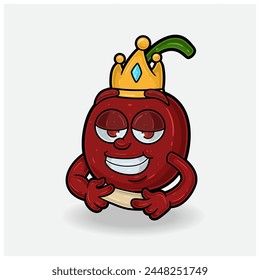 Love struck expression with Cherry Fruit Crown Mascot Character Cartoon. Vector Illustrations