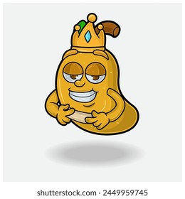 El amor golpeó la expresión con Mango Fruit Crown Mascot Cartoon. Ilustraciones vectoriales