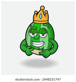 El amor golpeó la expresión con Watermelon Fruit Crown Mascot Cartoon. Ilustraciones vectoriales
