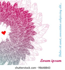 Love Style Background with hand drawn feathers