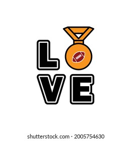 Love sublimation design. American football. simple design editable. Design template vector