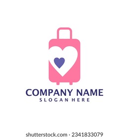 Love Suitcase logo design vector. Suitcase logo design template concept