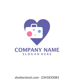 Love Suitcase logo design vector. Suitcase logo design template concept