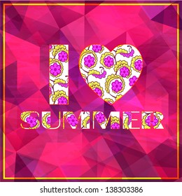 I love summer background with colorful floral letters. Vector illustration