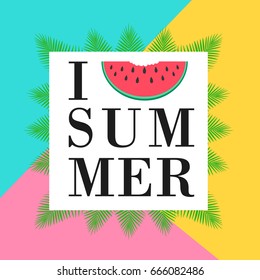 I love summer concept. Summer background design for greeting card, poster, banner, invitation card, backdrop and template design. Vector illustration.