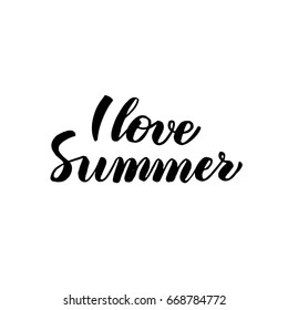 Love Summer Handwritten Calligraphy. Vector Illustration of Lettering Isolated over White Background.