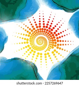 I love summer. Hello summer. Sun and sky watercolor. Vector illustration