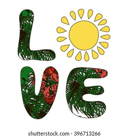 Love. Summer print with slogan in vector