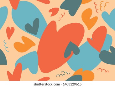 Love summer seamless pattern. Hand drawn doodle seamless with hearts. Can be used of wedding invitation, card of Valentine’s Day or card about love ,vector