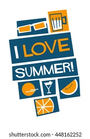 I Love Summer! (Vector Illustration in Flat Style Poster Design)