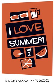 I Love Summer! (Vector Illustration in Flat Style Poster Design)