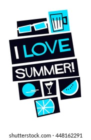 I Love Summer! (Vector Illustration in Flat Style Poster Design)