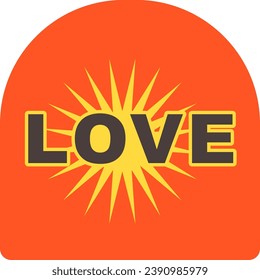 Love Sun Badge Vector Illustration