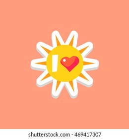 I Love Sun Bright Color Summer Inspired Sticker With Text