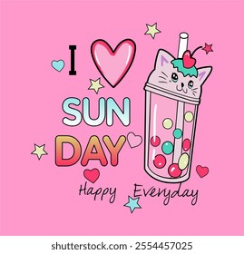 
i love sun day t-shirt graphic design vector illustration 