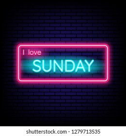 Neon Sign Word Sunday Night Vector Stock Vector (Royalty Free) 1069958825