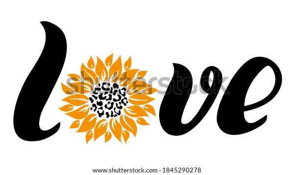 Download Love Sunflower Leopard Print Vector Illustration Stock Vector Royalty Free 1845290278