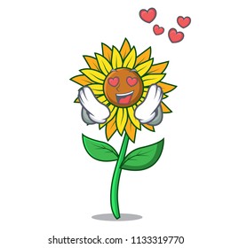 In love sunflower mascot cartoon style