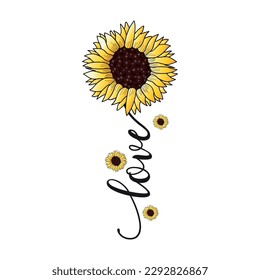 Liebe Sonnenblume, T-Shirt-Design, Sonnenblumen-Sublimierung