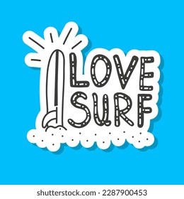 Love Surf Phrase Lettering Sticker Holiday