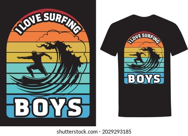 I Love Surfing Boys T-Shirt Design