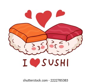 I love sushi illustration. Isolated on white background