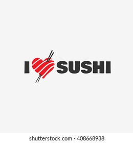 I love sushi logo template design. Vector illustration.