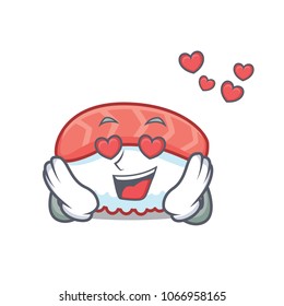In love sushi salmon mascot cartoon