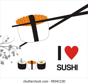 I love sushi. vector illustration