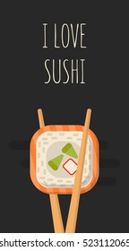 I Love Sushi. Vector illustration for your cafe or restaurant