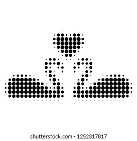 Love swans halftone dotted icon. Halftone array contains round dots. Vector illustration of love swans icon on a white background.