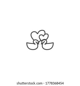 love swans isolated line icon for web and mobile